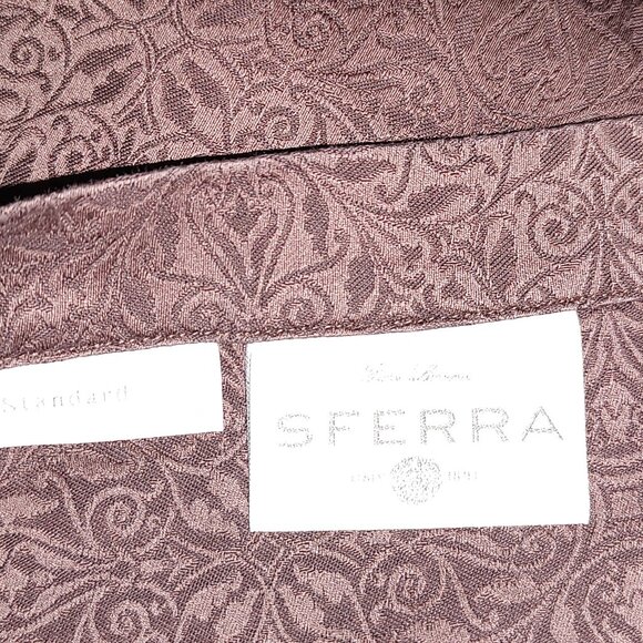 SFERRA ILARIA STANDARD SHAMS EGYPTIAN COTTON 590TC BROWN HEMSTITCH FLANGE ITALY - Picture 3 of 4
